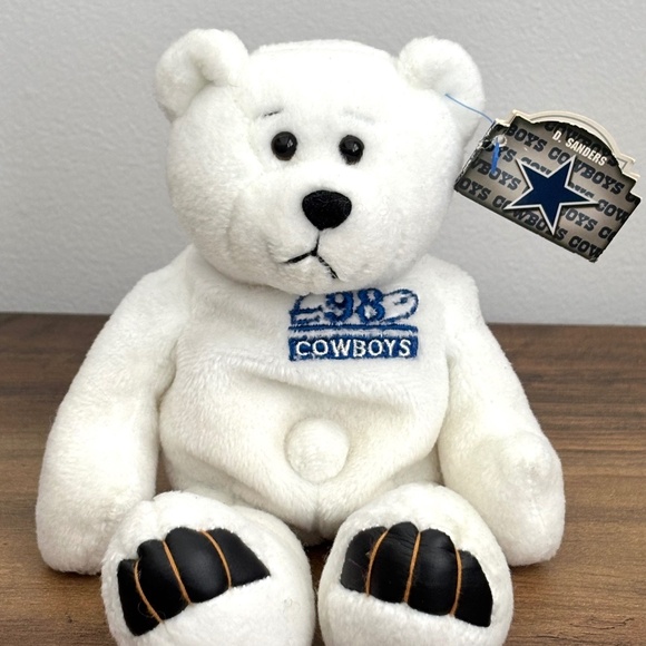 NWT NFL DEION SANDERS 1998 Plush Beanie Bear White #21 Limited  SPECIAL EDITION - Picture 1 of 16